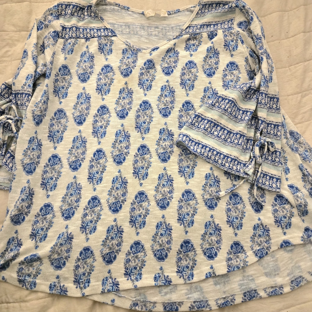 Elegant Blue and White Floral Tunic